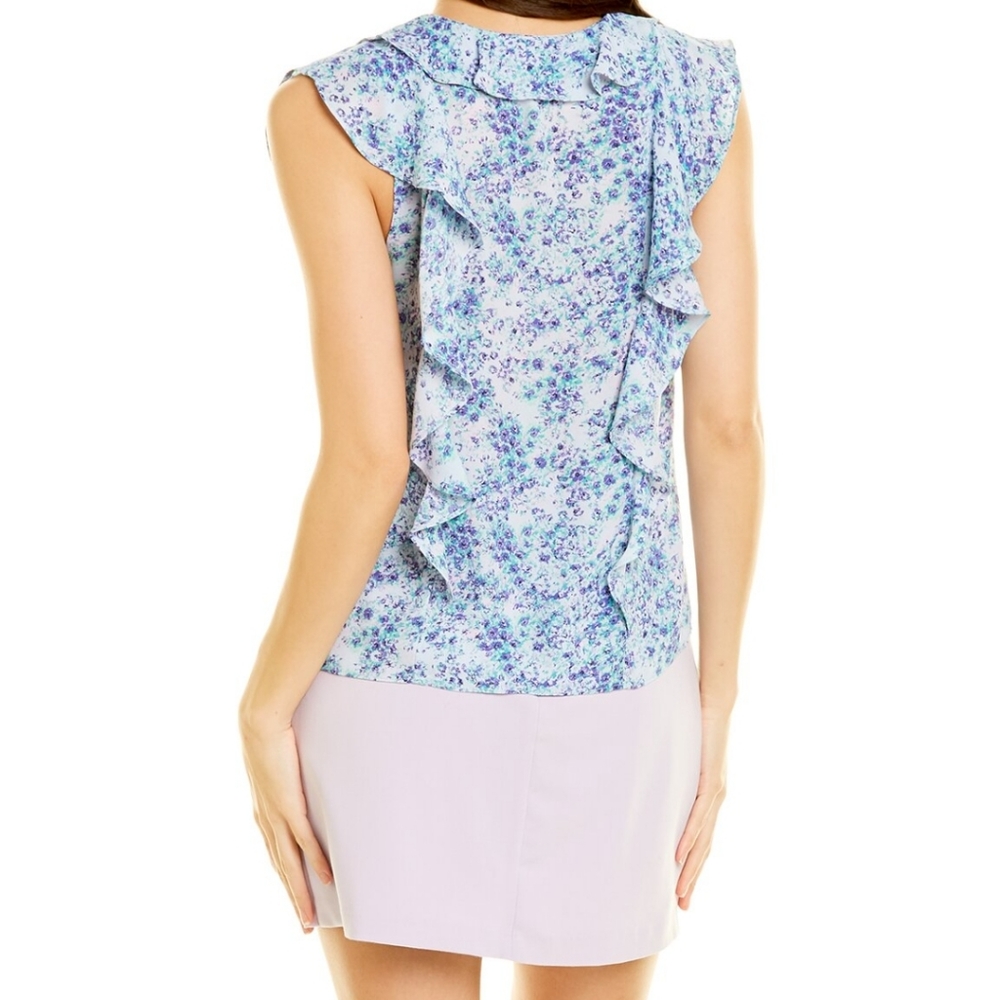 BCBGeneration Flutter Sleeve Ruffle Trim Top - Picture 2 of 10